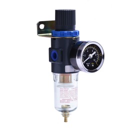 1/4" NPT Air Filter Pressure Regulator, Water-Trap Air Tool Compressor Filter with Gauge