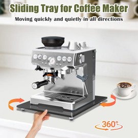 Appliance Slider for Kitchen Appliances,360° Rolling Sliding Tray for Coffee Maker Countertop,Acrylic Sliding Tray with Silent Rubber Wheels,Fits Coffee Makers,Blender,Toasters (13" W x 14" D,Black)