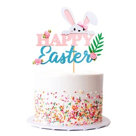 1 decoración para tartas de conejo, decoración para tartas de Pascua, decoración para tartas de Pascua, 1 unidad (flor de conejo)