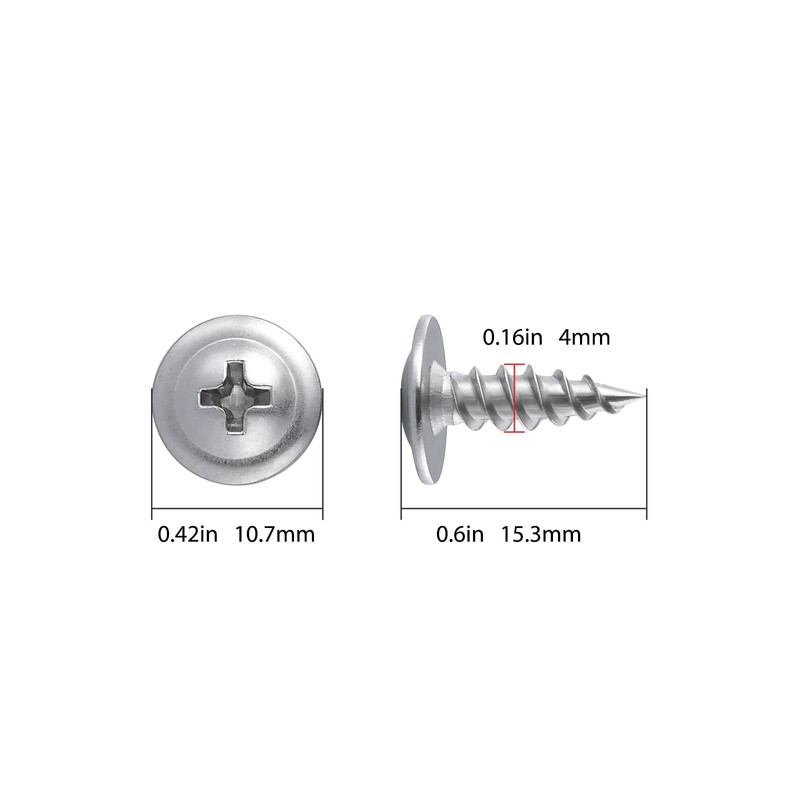 (400 pcs)#8×1/2" Phillips Truss Head Wood Screws Stainless Steel 410