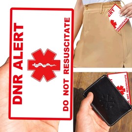 DNR Do Not Resuscitate Medical Card 3.5" x 2" Alert Wallet Emergency Card DNR Medical Alert Cards Emergency Contact Card for Medical, Veterinarians, Pharmacies 2 Pcs