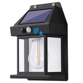OUGETHER Solar Wall Lights Outdoor, Wireless Dusk to Dawn Porch Lights Fixture, Solar Wall Lantern with 3 Modes & Motion Sensor, Waterproof Exterior Lighting for Entryway Front Door