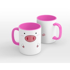 Taza Perzonalizada | Taza para Regalo | Taza Sublimada | Cerdito | Taza Interior Y Asa De Color | Varios Colores | PIXTREATS | Negro