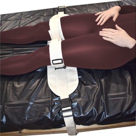Honeylust - Abschließbare Klinik Beinfessel Gurt - medizinische Bondage Erotik Bettfessel - Fetisch Oberschenkel Fessel - weiches BDSM Sexspielzeug inklusive Schlüssel
