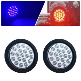 XtraGlow 4 inch Round Dual Revolution LED Tail Lights Red Stop Turn Tail Lights and Blue as Auxiliary Color for Truck Trailer RV Jeep with Rubber Grommet and 3 Prong Wire Pigtails IP67 Waterproof