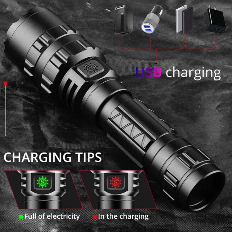 Garberiel 500000LM LED Flashlight Super Bright Rechargeable Tactical Police LED