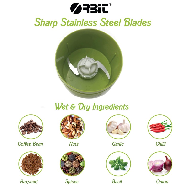 Orbit 2 in 1 Wet & Dry Coffee/Spice Grinder/Chutney Maker,White