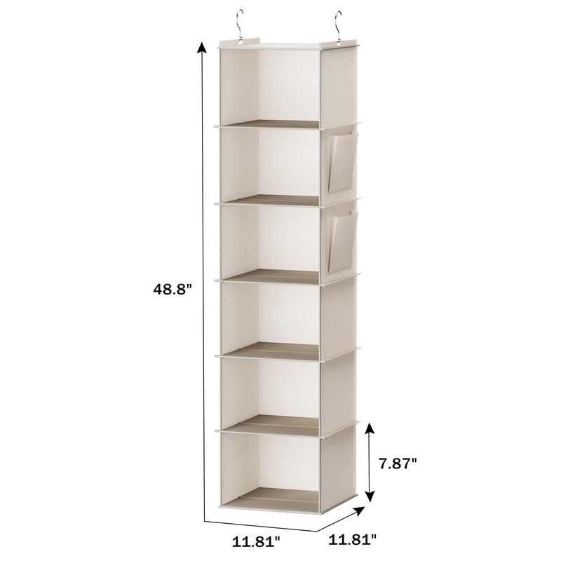 YOUDENOVA Hanging Closet Organizer, 6-Shelf Closet Hanging Storage with Side