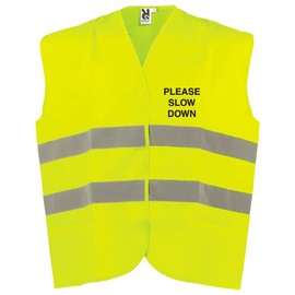 V Safety Please Slow Down Hi Vis Vest - Medium/Large - Yellow Safety Vest