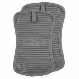 All-Clad Premium Pot Holder & Heating Pad, (2-Pack) Heat Resistant to 500 Degrees, 100% Cotton 10"x6.25" for Kitchen and Barbeque, Pewter