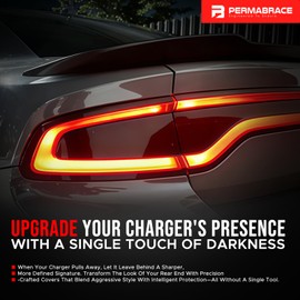 Smoked Tail Light Lens Cover Protectors Compatible with 2015-2024 for Dodge Charger Models - ABS Plastic, Gloss Black Finish, Easy No-Drill Installation