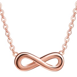 Feilok Fashion Infinity Sign Infinity Symbol Women's Necklace Stainless Steel Pendant Chain with Pendant, Rose Gold/Silver, Stainless Steel