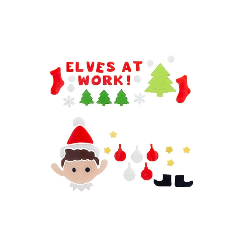 Christmas Elf Gel Window Stickers Decoration Set of 2 -