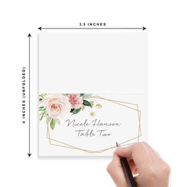 Premium Tischkarten,50 PCS Tischkarten mit Elegantes Blumen Design Namenskarten zum Beschriften Tischdekoration Platzkarten für Geburtstag,Hochzeit,Taufe,Kommunion,Konfirmation Feier Sitzplatzkarten