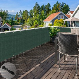 ECOOPTS 3'x136' Balcony Privacy Fence Screen with Zip Ties, Outdoor UV Protection Fence Cover for Balcony Porch Patio Deck Yard (Green)