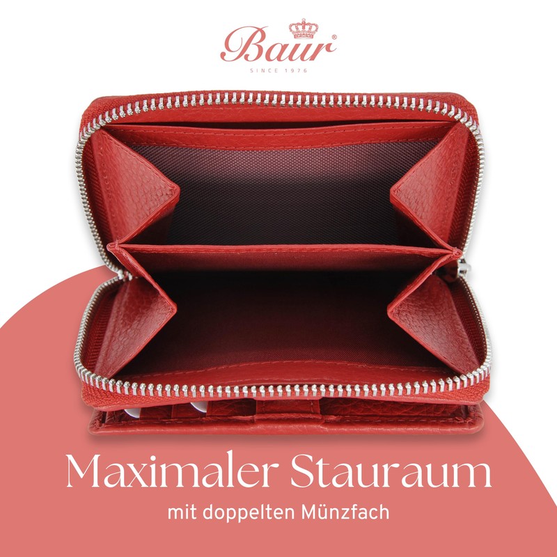 Baur Women's Genuine Leather Wallet with RFID Protection, Small Wallet,