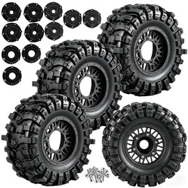 RCMYou Rc Wheels and Tires Set for 1/10 Slash 2WD 4×4 4WD,Senton,Axia1,Redca t,Rc4w d,Detachable Replacement Running on Off-Road Tire,on-Road Tire w/12mm/14mm/17mm Hex,Soft Tires Plastic Rim,Black