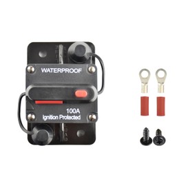 Fit4Less car circuit breaker 100A of DC12V-48V waterproof and manual reset ideal for audio inline, Inverter, solar system circuit protection in motor home, Marine, RV,Trailer.