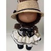 Handmade Doll Clothing Set, White Ruffled Dress with Black Bow,