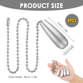 Hawpasy 4PCS Bathroom Light Pull Cord Handle Teardrop Chrome Pull String Light Weight Handle, Modern Bathroom Replacement for Toilet, Shower, Ceiling Fan or Blind, Bathrooms ON/Off Chain Ornament