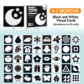 Cosmeria Baby Contrast Cards 20 Pieces - Black and White Baby Toy for Newborn Visual Stimulation and Brain Development 15 x 15 cm