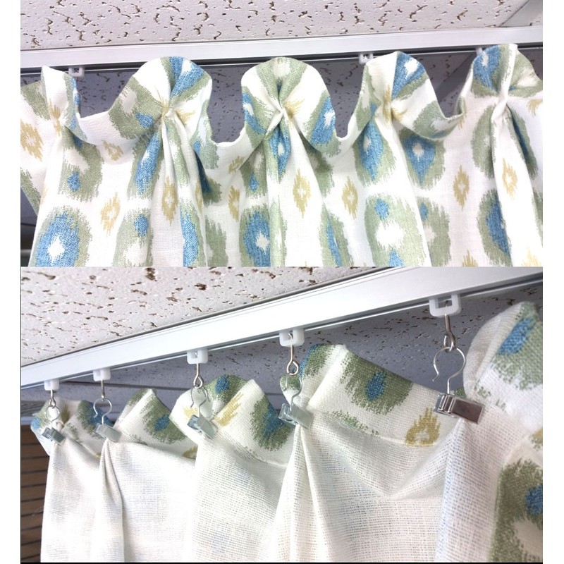 Ceiling Curtain Track Set with Wheeled Carriers and Hooks (7'-Silver)