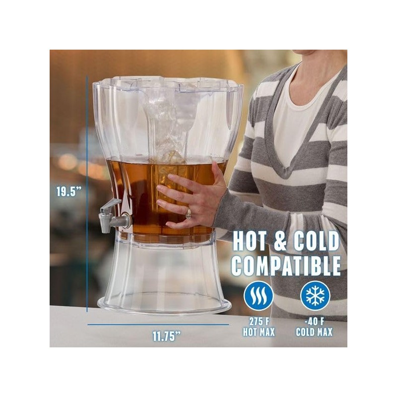 Buddeez Clear Drink 3.5 Gallon Plastic Beverage, Comes with Stand,