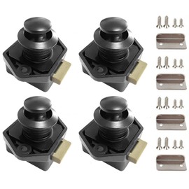 Amazleer 4PCS Push Button Latch Catch Push Door Lock, Motorhome Caravan Cabinet Latch, RV Camper ABS Black Magnetic Drawer Catches (Black)