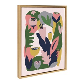 Kate and Laurel Sylvie Myriam's Garden Framed Canvas Wall Art by Myriam Van Neste, 18x24 Gold, Nature-Inspired Wall Decor