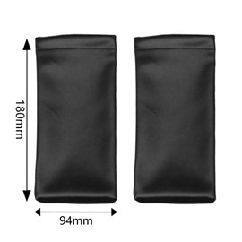 2Pcs Squeeze Glasses Case, Portable Leather Soft Sunglasses Case for Women Men Sunglasses Case (Black)