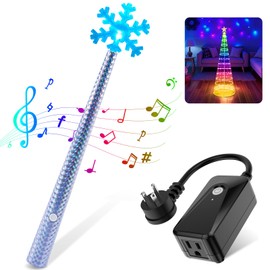 Brightown Christmas Tree Remote Control with Magic Wand - Wireless Light Switch for Kids to Turn On Lights, 50-80 Ft Range, Plug in with Music & Flashing Lights for Xmas Decor