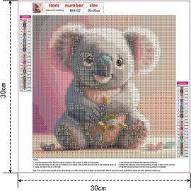 RICUVED Koala Diamond Painting Kits for Adults, Diamond Art Kits 5D Animal Diamond Art Kits for Beginner, Diamond Dots Painting Full Round Drill Art and Crafts for Gift Home Wall Decor 12x12Inch