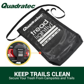 Quadratec Tread Lightly Trail Trash Bag - Fits Jeep Wrangler CJ, YJ, TJ, JK, JL & Gladiator JT - Bag Locates On Your Spare Tire - Bag Measures Approximately 31" x 18 1/2" - Clutter & Smell Free