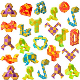 Ganowo 24 Pack Fidget Snake Cube, Mini Twist Puzzle Party Bag Fillers Bulk Toys for Kids Teens Birthday Stocking Stuffers Party Favors Supplies Goodie Bags Fillers (Yellow)