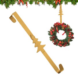 Wreath Hanger for Front Door Wreath Hanger,Christmas Wreath Hanger Wreaths,30 Cm Metal Christmas Tree Decor Hooks Wreath Hook for Front Door Decoration Christmas Decorations Home Wall Garland (Gold)