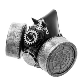 ILOVEMASKS Steampunk Spiked Goggles Glasses and Respirator Gas Mask Costume Set (Silver Respirator Gas Mask)