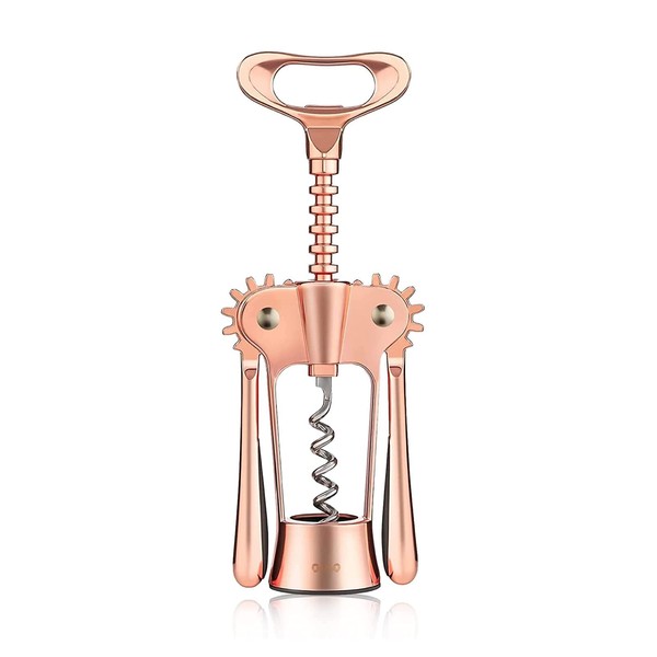 OWO Wine Opener Wing Corkscrew with Wine Foil Cutter and Wine Stoppers Used in Kitchen Restaurant Chateau and Bars (Rosegold,1pack)