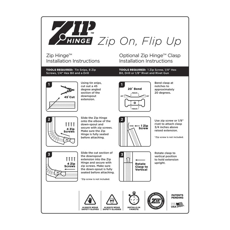 Zip Hinge - 3 Pack | 2-6 Pack Set Downspout