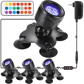 Pond Lights LED Underwater Light 360° Adjustable Waterproof Fountain Lights Submersible Spotlight for Ponds Fountain Waterfall Aquarium