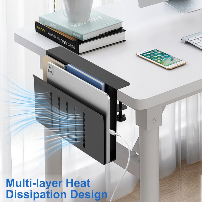 HAMOPY Desk Side Storage, Single-Layer Steel Hanging Desk Organizer with