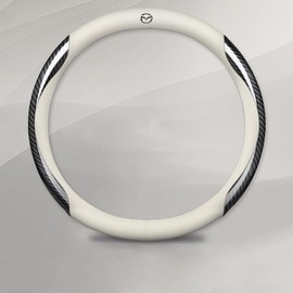 Coche Funda para Volante para Mazda 3 2 6 5 CX3 CX5 CX30 CX60 CX60 MX5, Protector Volante Cubierta Volante Coche Fundas Volante Antideslizante Transpirable Duradera Cómodo Accesorios (Blanco A)
