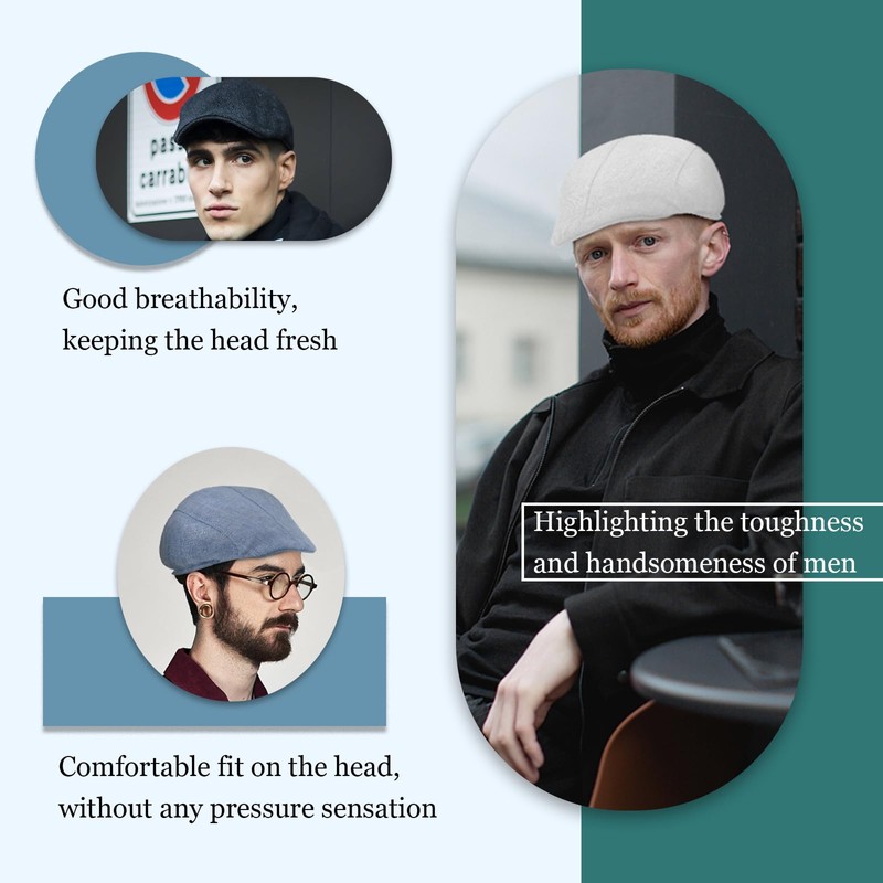 Mens Flat Caps, Beret Irish Forward Cap, Casual Trend Linen
