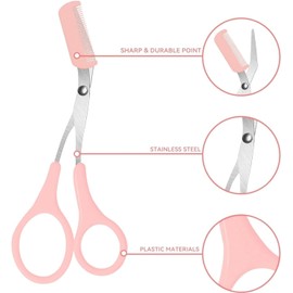 Tijeras para Cejas con Peine, Tijera de Recortes de Cejas, Tijeras de 2 en1 Cejas con un Buque de Cejas Profesional de Acero Inoxidable, 2 in 1 Eyebrow Trimmer Scissors with Comb (Negro)