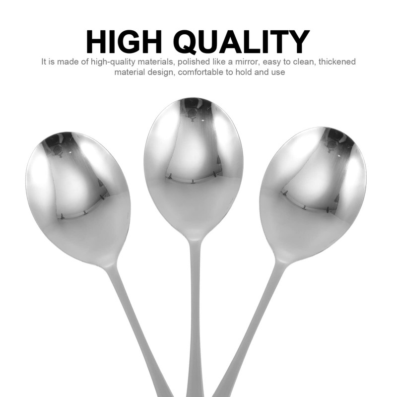3pcs Stainless Steel Food Serving Spoons Ergonomic Handle and Safe
