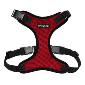 Voyager Step-in Lock Pet Harness - All Weather Mesh, Adjustable Step in Harness for Cats and Dogs by Best Pet Supplies - Red/Black Trim, L