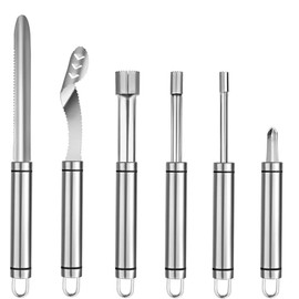 FDKYOEK 6 PCS vegetable corer, Stainless Steel fruit corer, Kitchen Corer Tool, Multi-Function Corer and Pitter Remover Set for Apple, Pear, Cherry, Zucchini, Jujube, Chili, Jalapeno Pepper, Tomato