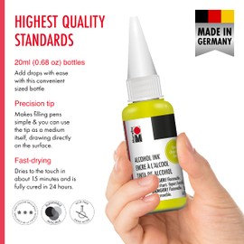 Marabu Alcohol Ink - Lime - Refresh Your Art with Zesty Vibrance, Invigorating Your Senses and Energizing Your Palette - 20ml Bottle