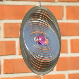 CIM Stainless Steel Wind Chime - Swirl 200 - Dimensions: 20 x 20 cm - Includes Hanging Bracket and Glass Ball