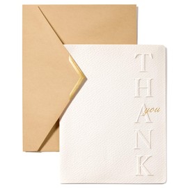 Vitalizart Embossed Thank You Cards with Envelopes, 16 Pack 4.3" x 5.5", 250gsm Thick Textured Cardstock, Elegant Foil Design, Blank Inside for Business, Wedding, Baby Shower, Bridal Shower, Graduation, Funerals
