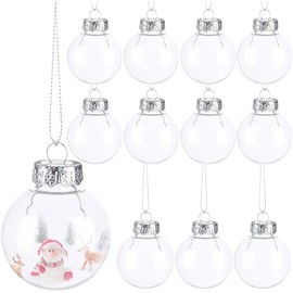 Fillable Christmas Baubles 6 cm, Pack of 12 Christmas Tree Baubles for Filling Transparent Christmas Tree Baubles Plastic Clear Ornament Ball Craft Ornament for DIY Holiday Party Christmas Tree